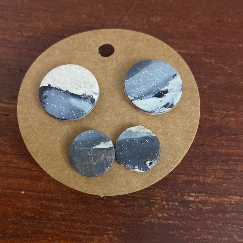 Clay Marble Disc Earrings